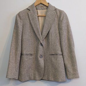 Vintage Textured Wool & Linen Blend Lined Blazer, Fully lined, XS